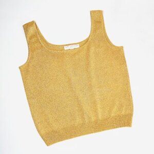 St. John Basics Women's Medium Gold Vintage Santana Knit Scoop Neck Tank‎ Top